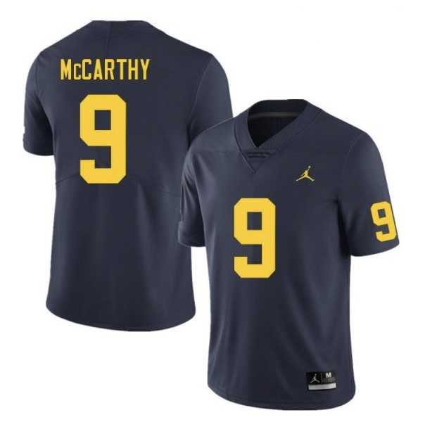 Mens Michigan Wolverines #9 J.J. McCarthy Navy Blue Stitched Jersey